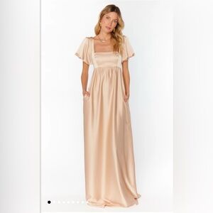 Show Me Your Mumu- Nora Maxi Dress in Champagne Luxe Satin